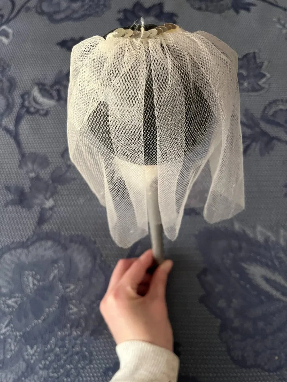 Vintage paper mache bride maraca folk art